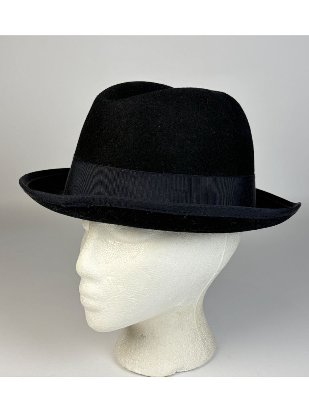 Vintage Dorfman Pacific Black Wool Felt Fedora Hat Made in USA Size M